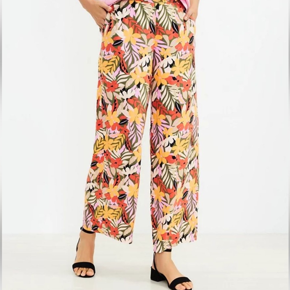 Loft Floral Wide-Leg Pants